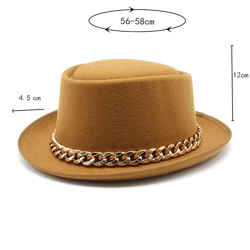 2022 Yeni Tasarımcı Yuvarlak Üst Klasik Geniş fötr şapka şapkalar Kadınlar Ve Erkekler İçin Rahat Parti Moda Vintage Caz fötr şapka s Görüntü 5